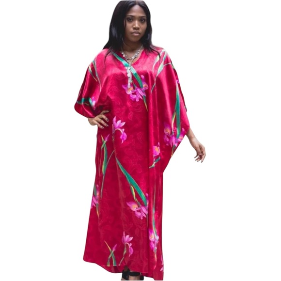 Winlar scarlet floral Iris caftan - Picture 2 of 7